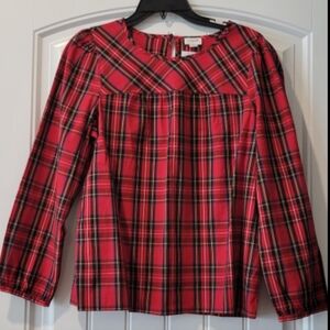 J. Crew Red Plaid Blouse S
